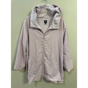 Eileen Fisher Hooded Zip-Up Jacket Cozy Fleece L Large Lavender Pink